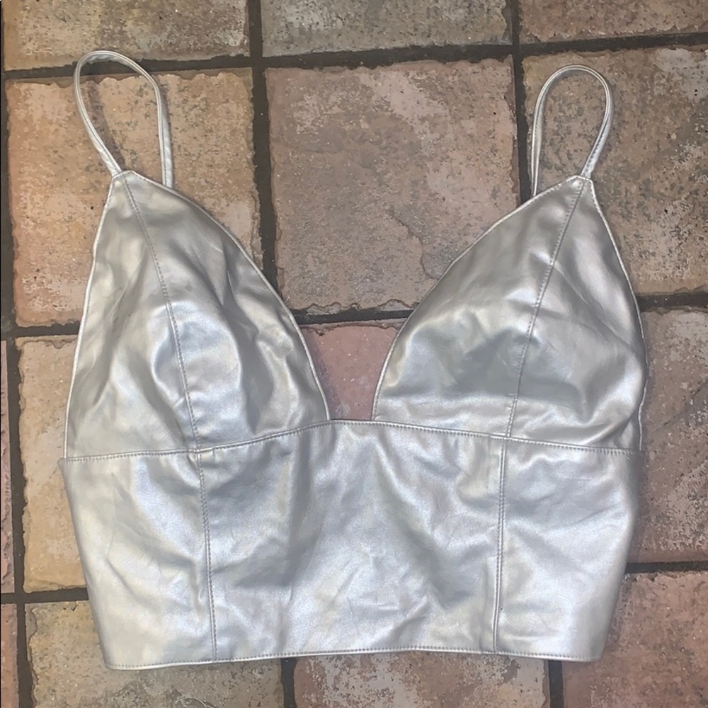 Silver bandeau,crop top